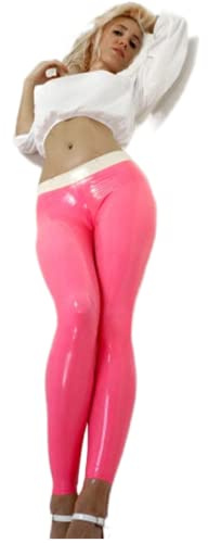 Latex Women Latex Leggings Pink Slim Legs Leggings Latex Latex Stretch Pants
