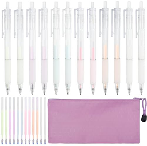 Towviy 12 Stück Schnell Trocknender Klebestift, Feiner Flüssiger Klebestift + 12 Ersatzminen + 1 Tasche Selbstklebende Klebestifte Quick Dry Glue Pen für DIY Scrapbooking Papier