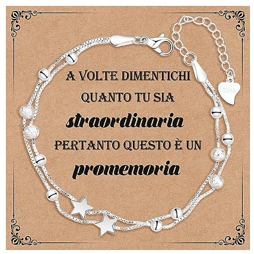 Cheerslife Regali Di Ispirazione Per Le Donne - Bracciale In Argento 925 Con Stelle E Perline Per Le Donne Bracciale A Catena Regalo Per Donna Ragazze Adolescenti Amici Sorelle Moglie Mamma Figlia