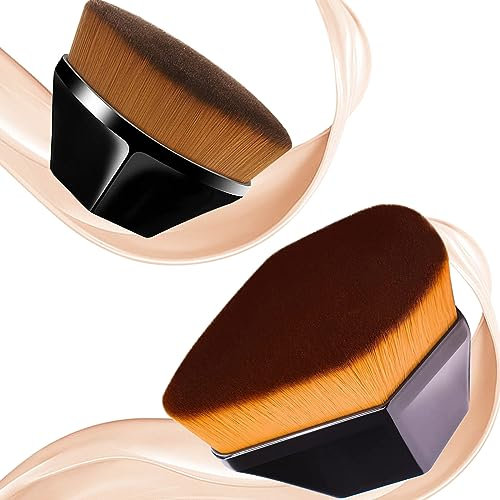Foundation Pinsel Magic Kabuki Pinsel Kosmetikpinsel Groove Design Schminkpinsel zum Mischen von Flüssigkeit Isolationsflüssigkeit Concealer mit Aufbewahrungsbox (Schwarz)