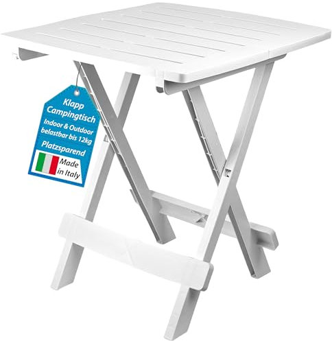 My-goodbuy24 Gartentisch Beistelltisch klein leicht Klappbar Kunststoff Balkon Garten Terrasse Tisch Balkontisch Klapptisch Outdoor - 45 x 43,5 x 50,3cm (Weiß)
