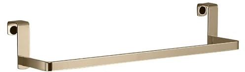 Gedy Tosca Porta Asciugamani da Appendere Sopra Porta o Anta del Mobile da Bagno, in Acciaio Inox Finitura Oro Opaco, Battente 20mm, Feltrini Antiscivolo sui Ganci, Appendi Asciugamani da Porta