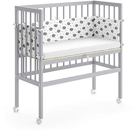 VitaliSpa Cama colecho Sophie, Gris, 94 x 42.5 cm 1 barandilla Lateral, Ajustable en Altura con Ruedas para facilitar la colocación