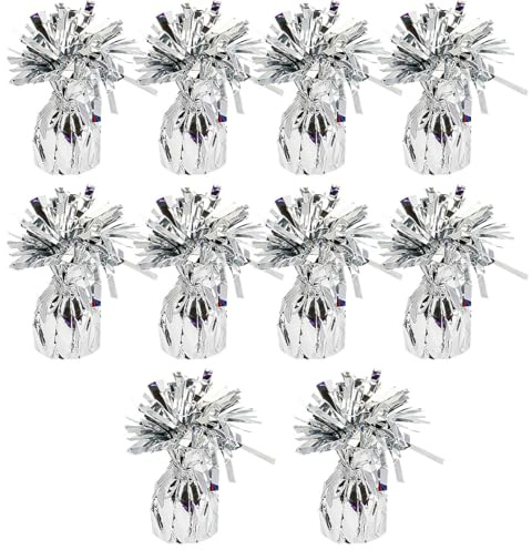 UHETLET 10 PCS Pesas para Globos de Helio, 160-170g/uds Peso para Sujetar Globos con Lámina Metálica, Soporte para Globo de helio para Mesa, Pesas para Globo para decoracion de Fiesta Boda Cumpleaños