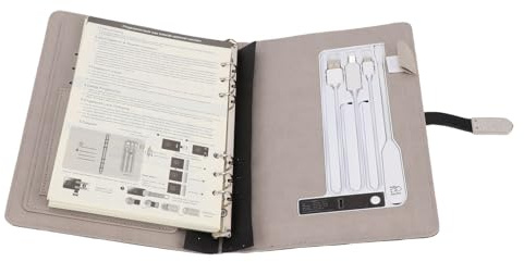 Denash Carnet de Chargement sans Fil, Journal Professionnel de 160 Pages avec Batterie Externe de 8 000 MAh, Chargeur sans Fil de 15 W et Veilleuse pour les Affaires, les Voyages et