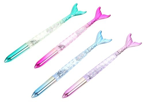 PRETYZOOM Bolígrafos de Gel de Tinta Negra 0,5 Mm Revestimiento UV Multicolor, Bolígrafos de Sirena Adorables para Estudiantes, Papelería Escolar, Paquete de 4 Unidades