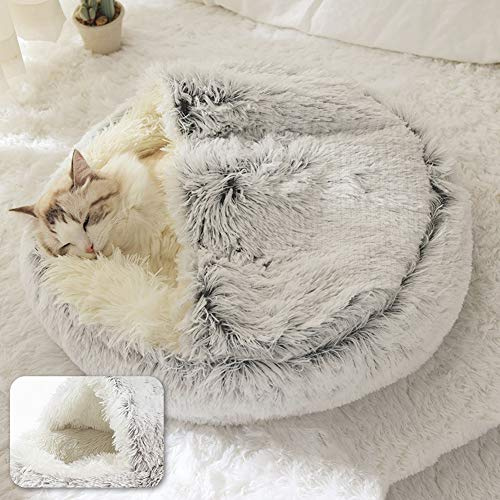 Danchen Panier pour Chat Anti Stress Extra Doux Lit pour Chat Grotte Niche Chat Apaisant Panier de Chien Canapé XXL Confortable Lavable Maison pour Chat Coussin Chat,Antidérapant