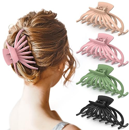 Hair Clips for Women - OPAUL Matte Nonslip Large Hair Claw Clips for Thick and Thin Hair, 4.7 Inch Strong Hold Big Hair Clips Fashion Hair Styling Accessories Christmas Gifts for Women Girls