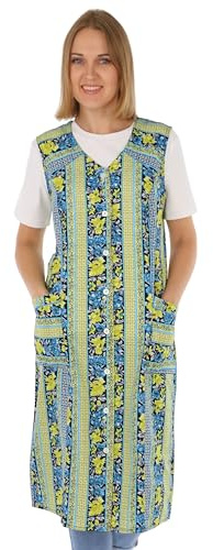 Tablier de cuisine en coton à boutons, multicolore, sans manches, vert, 46