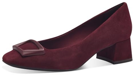 Tamaris Damen Pumps Leder Blockabsatz bequem; Merlot Suede, EU 38
