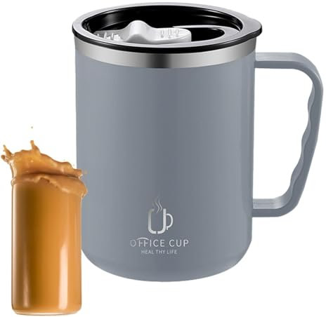 Tazza Termica Da Viaggio, Tazza Da Scrivania Thermmos Traslucida Da 500 Ml, Tazza Termica In Acciaio Inossidabile, Bicchiere Da Caffè Riutilizzabile Con Manico E Coperchio, Tazza Portatile Isolata A T