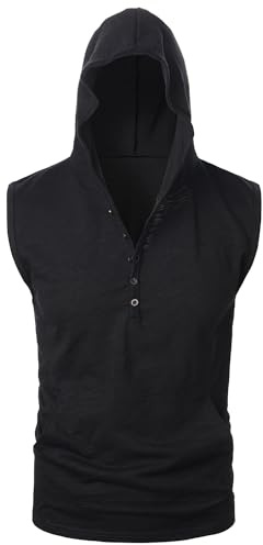 APAELEA - Sudadera de hombre con capucha de verano sin mangas para gimnasio, entrenamiento, Negro , M