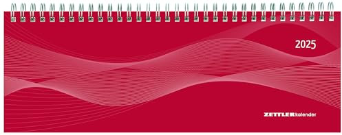 Tisch-Querkalender PP-Cover rot - Kalender 2025 - ZETTLER Kalender - 1 Woche 2 Seiten - Format 29,7 cm x 10,5 cm