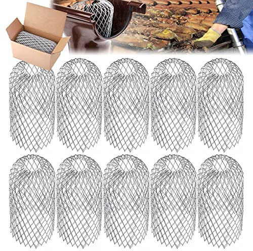 TAIZER Filtro per Grondaia 10Pezzi Filtro Foglie Detriti Metallo Filtri di Protezione per Grondaia Protezione Antipioggia per Grondaia Rete Espandibile Colino per Grondaie Foglie Coperture Pluviali