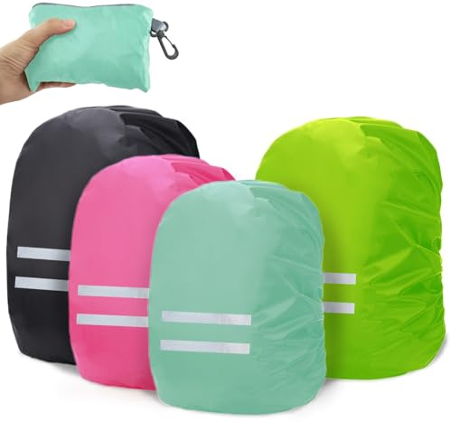 Frelaxy Protector de lluvia para mochila con bandas reflectantes (25-50 L), impermeable y resistente a la suciedad, funda para la lluvia para viajes escolares y senderismo nocturno al aire libre en