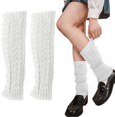 AUNGCSHE Winter Leg Warmers, Stulpen Damen für Damen aus Wolle und Acryl, Weich Sportgeschenk, Beinlinge zum jeden Tag, Tanzen, Sport, Gym, Bergtouren, Beinwärmer Damen n für Ballett (Weiß)