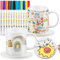 Geiserailie 2 Weiß Keramik Tassen Bemalen Set mit 2 Blanko Untersetzer 12 Porzellanstifte Tasse Bastelset Kaffeebecher DIY Geschenk für Erwachsene, Untersetzer Nicht im Ofen Erhitzen(Klassisch Stil)