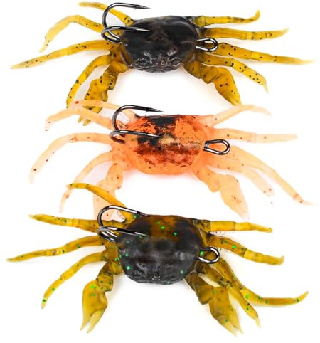 Ieron Seabass Fishing Lures Artificial Bait Crab Lures with Hooks Simulation Crab Fishing Bait for Saltwater and Freshwater Fishing