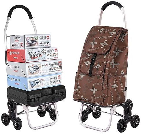 YFSMBD Carro de la Compra Coche Plegable Carrito para Compras con 6 Ruedas Sube Escaleras con Bolsa Desmontable, 50 L (K)