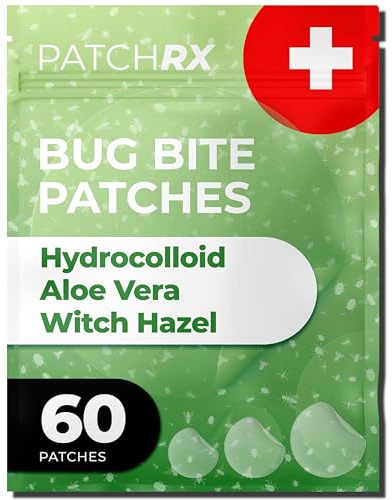 Bug Bite Patches (60 Pack) Mosquito Bite Itch Relief for Kids (Hydrocolloid, Aloe Vera & Witch Hazel, Mosquito Patches for Skin, Bug Bite Itch Relief Stickers for Insect Bites (Skin Friendly)