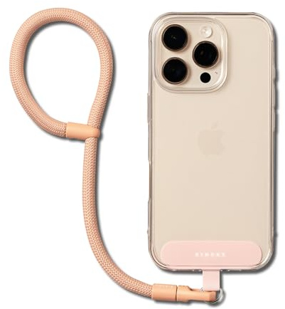 Ringke Holder Link Flow Hand Strap [P-Type] mit TPU Tether Tab in Farbe, Verstellbarem Tangle-Free Seil-Handgelenkriemen mit Telefon-Tag für Universelle Handyhülle usw. - Orange Pink
