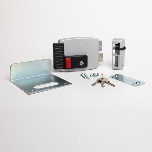 CISA - Cerradura eléctrica para aplicar 111771701N7 – Cerradura eléctrica CISA con llave y botón interiores y cerrojo – Cerradura para puerta exterior entrada 70 regulable – mano derecha