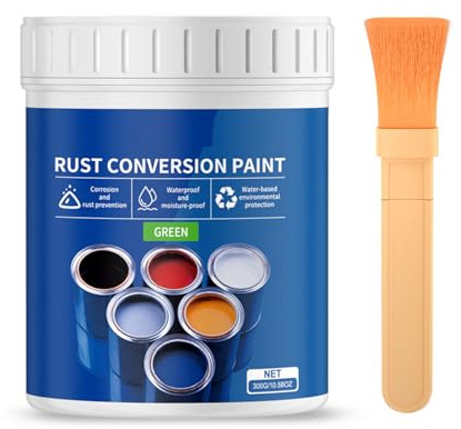 Pintura inhibidora de óxido a base de agua de 300 g con pincel que ofrece un revestimiento protector resistente a la intemperie y colorido para superficies de metal, pintura metálica resistente a la