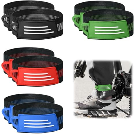 TESSTSY 8 Pezzi Clip Pantaloni da Bicicletta, Catarifrangenti Running Fasce