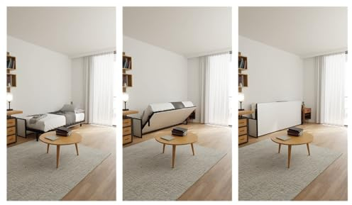 WallBedKing Morphy Studio väggsäng – Komplett modulärt multisystem (SizeFlex™ + TypeFlex™), platsbesparande fällsäng (90x200 cm, horisontell)