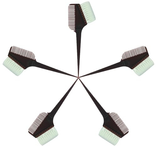 KALLORY Set 5 Pezzi Spazzola per Tintura Chioma in Plastica Nera, Facile da Impugnare e Trasportare, per DIY Tintura e Uso Professionale in Salone