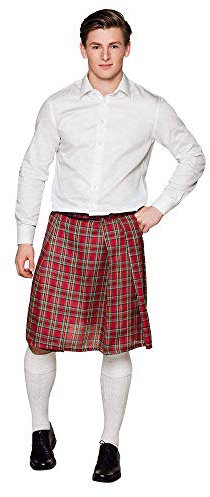 Boland 81224 - Schotten-Rock Mr. Tartan, Rot, kariertes Muster, Kilt, Wickelrock, Herren-Rock, Kostüm, Karneval, Mottoparty