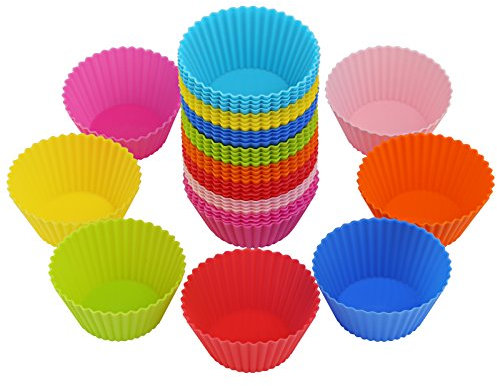 LIHAO 40 Moules à Muffin Moules de Cuisson en Silicone Réutilisables Anti-adhésif pour Cupcake Gâteau Décoration