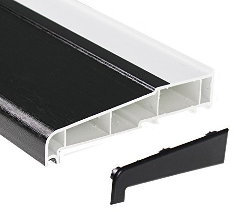 150mm Window Sill uPVC Plastic External Door Cill (with End Caps) - Black, 2m
