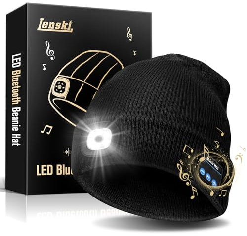 Lenski Regalos para Hombres Gorro Bluetooth V5.0 Auriculares & Guantes de Invierno Gadgets para Hombres Regalos Unisex Gorro de Invierno Hombre Deportes al Aire Libre Esquiar Correr