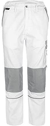 TMG | leichte Arbeitshose für Herren, lang, weiße Malerhose mit Kniepolster & Taschen, ideal für Sommer, robust | Gr. 48