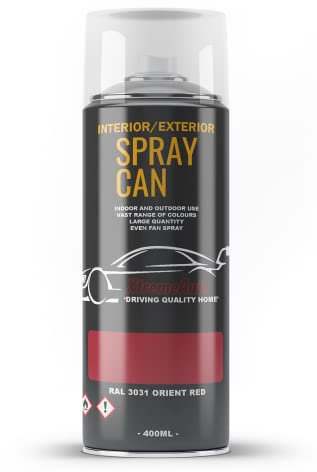 Xtremeauto Spray Paint Finish For Indoor And Outdoor Use Garden Cars Home Kitchen Bathroom Furniture Art Craft Bikes Radiators Metal Wood Plastic Glass UPVC Stone PVC RAL 3031 Orient red