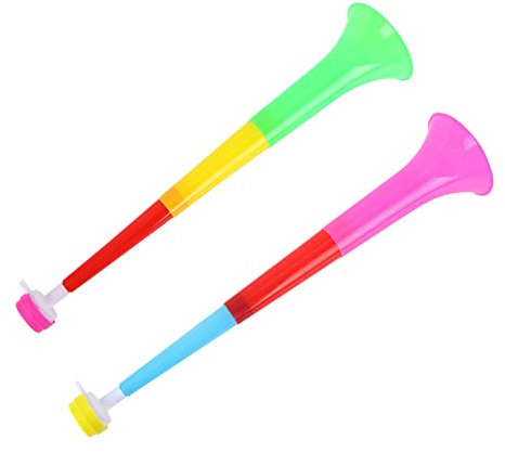 Hileyu Trombe in plastica Vuvuzela 2pcs Horn Noise Maker Trombe in plastica Regolabili Football Stadium Cheer Fan Horns Trumpet Accessories for Football And Sports Parties Colore Casuale