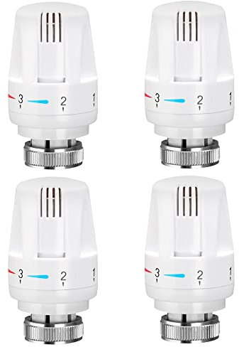 HIULLEN 4PCS Thermostatic Radiator Valve,Trv Radiator Valve Replacement Head M30 x 1.5,Radiator Thermostat Head Replacement Head Heating System Temperature Control for Home Office Bedroom etc