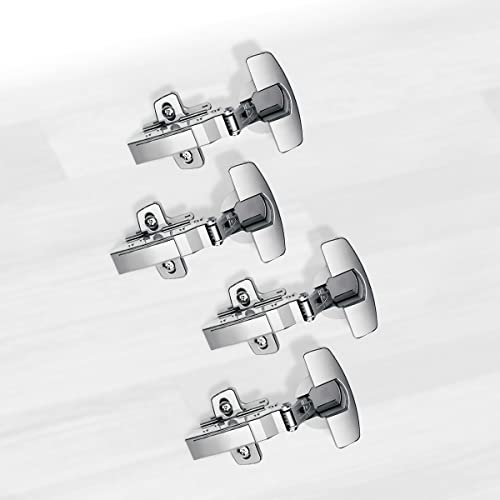 Pack de 4 Bisagras para Muebles de Cocina y Baño - Ángulo de Apertura de 110º - Incluye Base Resistente y Anclaje de Tornillos - 11.8 x 8.1 x 3 cm - Harte