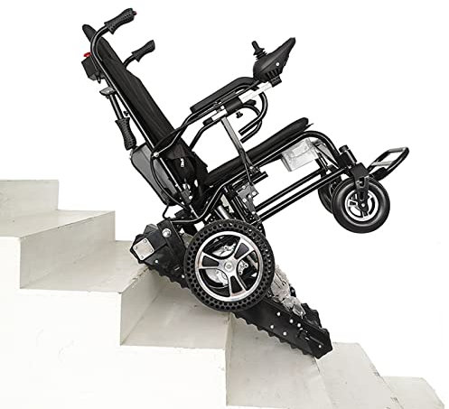 LBWF Aluminiumlegierung Elektrischer Kletterrollstuhl, Faltbarer Elektrischer Treppenlift-Rollstuhl, Mit Anhebbarem Kopfkissen, Für Treppe Evakuierung Spaziergang Assist Behinderte Erwachsene Ältere