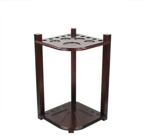 Pegasi Queue Halter für 10 Queues Eckmodell - 72x40cm - Inklusive Platz für Kugeln - Queue-Halter Boden - Queue Halterung - Billard zubehör - Massivem Hartholz - Rot