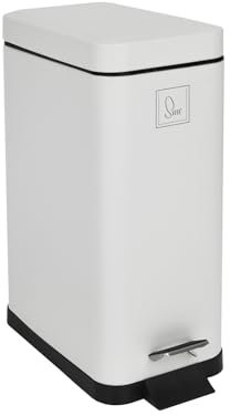 SVITA STM10 Mülleimer Treteimer Tretmülleimer Abfalleimer 10l inkl. Inneneimer Softclose-Deckel Fußpedal freistehend rechteckig Weiß