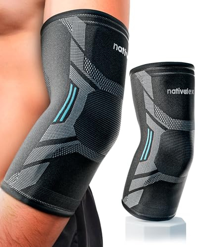 NativoDex Elbow Support for Men & Women – Tennis Elbow Brace for Tendonitis & Golfers Elbow – Compression Elbow Support for Gym, Weightlifting, Golf & Tennis
