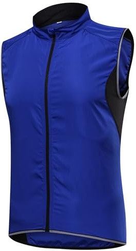 SMTSEC Fahrradweste Herren Damen Reflektierend Winddicht Windstopper Laufweste Wasserdicht Atmungsaktiv MTB Warnweste Fahrrad Ärmellose Weste Jacke Radweste Leicht Softshellweste Sportweste,Blue-XXL
