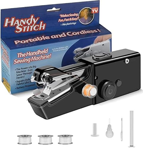 Handnähmaschine, Mini Nähmaschine mit Nähzubehör für Anfänger, DIY Nähmaschine für den Hausgebrauch, zum Nähen von Kleidung, Vorhängen und Handarbeiten