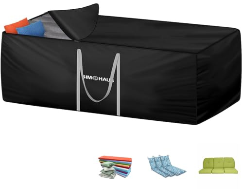 SIMPHAUS Grand Sac de Rangement Housse de Rangement de Coussin Imperméable Tissu Oxford 420D, Sac de Rangement Coussin Exterieur et Meubles de Jardin avec Poignée 200x80x60cm