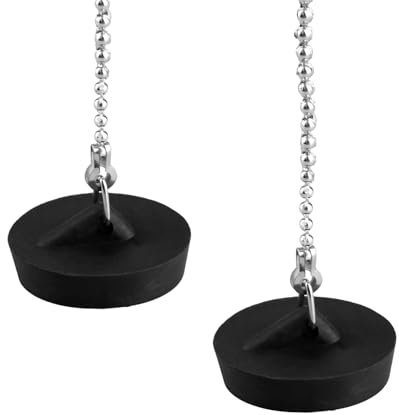 Tabanzhe Bath Sink Plug with Chain-2PCS Universal Bathroom Sink Plug Replacement Drain Stopper 37mm/1.45in Rubber Plug with Stainless Steel Hook Chain 200mm/7.87in for Bath Kitchen