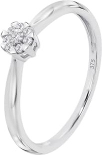 Time RoaD Anillo Mujer Solitario de Diamante Oro Blanco 9K de 375 ml