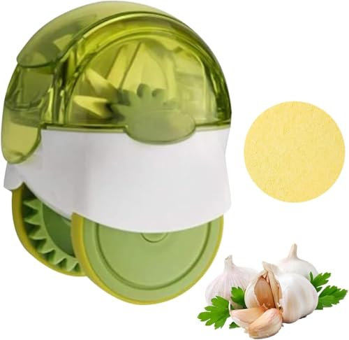 Manual Garlic Chopper & Roller – Easy Chopped Garlic, Ginger & Herb Cutter | Mini Kitchen Gadget 2025 | Garlic Crusher Roller, Garlic Mincer, Grinder for Fresh Garlic, Rolling Garlic Press.