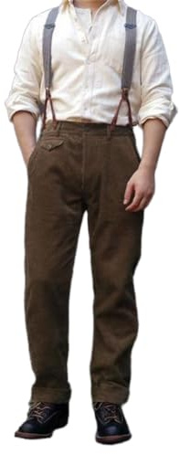 ORANDESIGNE Pantalon en Velours Côtelé Homme Rétro Années 1920 Pantalon de Costume Élégant Coupe Droite A Marron M